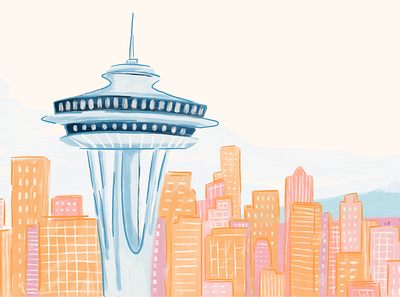 Seattle alto city cityscape design drawing illustration illustrator needle pharmacy procreate seattle