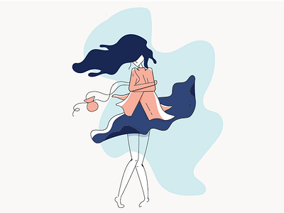 Damn wind character girl human illustration style wind windy woman women