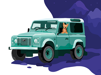 Defenders & Dogs 4x4 car defender dog dogs illustration land rover truck