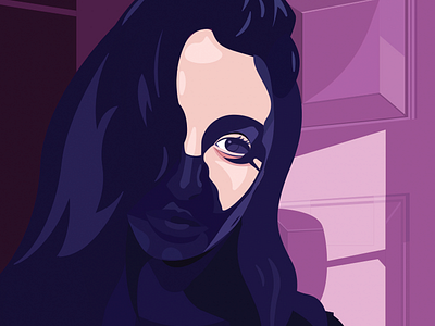 Portrait contrast girl illustration portrait purple shadow woman