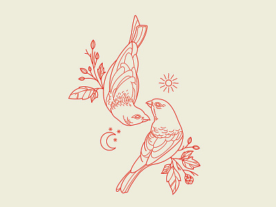 Love Bird birds graphic design illustration linework poster