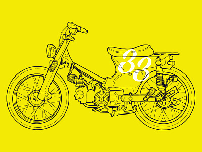Lucky 33 bike c 70 design drawing illustration motorcycle scooter
