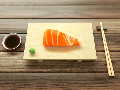 Daily Render: Salmon Sashimi 3d cinema 4d daily daily renders everyday art everydays japanese motion design octane salmon sashimi sushi