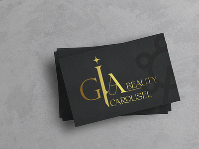 Beauty salon business card and logo beauty beauty salon black and gold branding business card carousel design elegant elegant business card gold gold business card graphic design logo