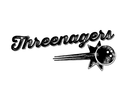 "Threenagers" Bowling T-Shirt bowling bowling ball rough script typography