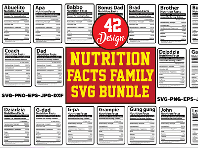 Nutrition Facts Family Svg Bundle black queen nutrition facts svg