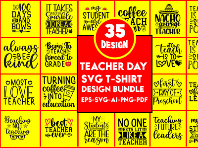 Teacher Day SVG T-Shirt Design Bundle 3d animation branding community logo design graphic design illustration logo meliodas motion graphics typography ui ux vector