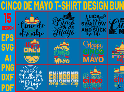 Cinco De Mayo T-shirt Design Bundle 3d animation branding community logo design graphic design illustration logo meliodas motion graphics typography ui ux vector