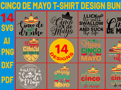 Cinco De Mayo T-shirt Design Bundle SVG Files branding community logo design illustration logo meliodas typography ui ux vector
