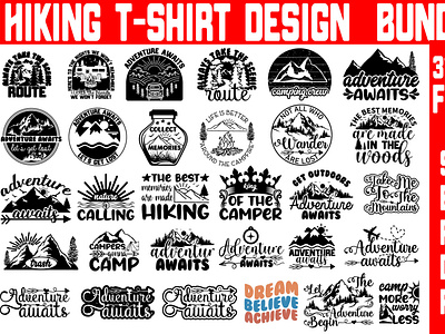 Hiking T-shirt Design Bundle branding community logo design highest hike in sedona illustration logo meliodas typography ui ux vector