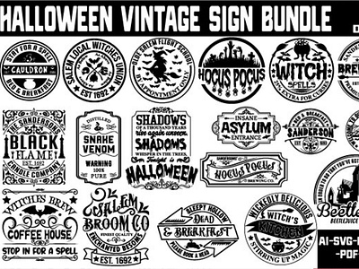 Halloween Vintage Sign Bundle