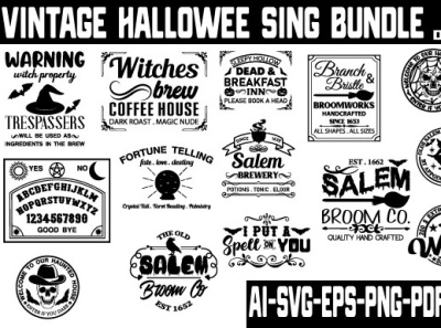 Vintage Halloween Sing Bundle branding community logo design illustration logo meliodas typography ui ux vector