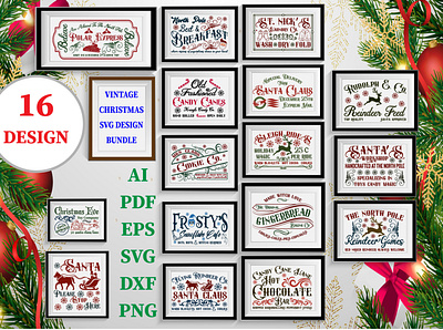 Vintage Christmas SVG Design Bundle 3d animation branding community logo design graphic design illustration logo meliodas motion graphics typography ui ux vector