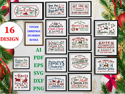 Vintage Christmas SVG Design Bundle
