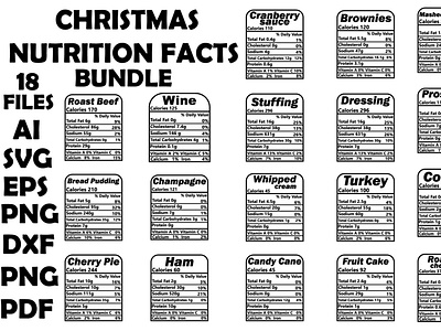 Christmas Nutrition Facts SVG Design Bundle