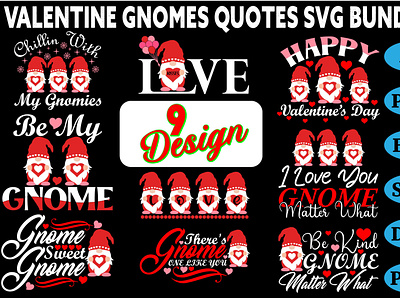 Valentine Gnomes Quotes SVG Bundle branding community logo design gnome valentine sayings graphic design illustration logo meliodas typography ui vector