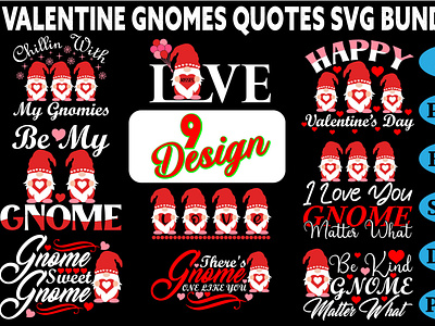 Valentine Gnomes Quotes SVG Bundle