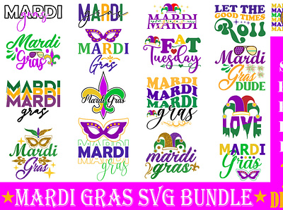 Mardi Gras SVG Bundle branding community logo design illustration logo meliodas n monogram svg typography
