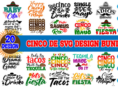 Cinco De Svg Design Bundle branding cinco de mayo t shirt community logo illustration meliodas typography