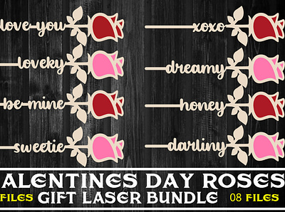 Valentines Day Roses Gift Laser SVG Bundle branding community logo illustration meliodas typography valentinegift