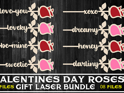 Valentines Day Roses Gift Laser SVG Bundle