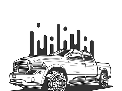 DODGE RAM 4x4 automotive avatar car cartoon design drifting illustration offroad vector