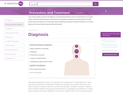 Healthline Pro anatomy diagrams encyclopedia health hospital infographics information medical responsive visual web