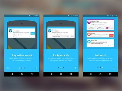 In Stealth Android Messaging App android material design messaging mobile notifications onboarding walkthrough
