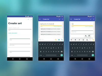 Quizlet - Android - Set Creation