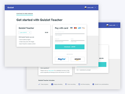 Quizlet Redesign - Checkout cart checkout ecommerce pay responsive web