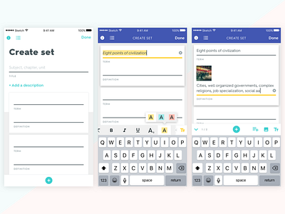 Quizlet - iOS - Set Creation compose create edit editor education ios list mobile upload