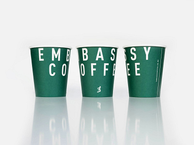 Embassy Coffee Cups brand and identity branding coffee cup design green typography