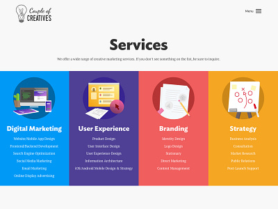 Services Refresh branding creatives digital marketing illustration strategy user experience