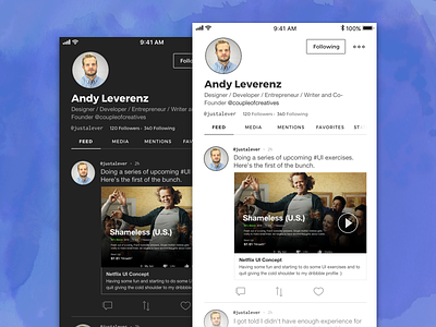User Feed iOS Concept black and white feed ios mobile monochromatic twitter ui user user profile ux