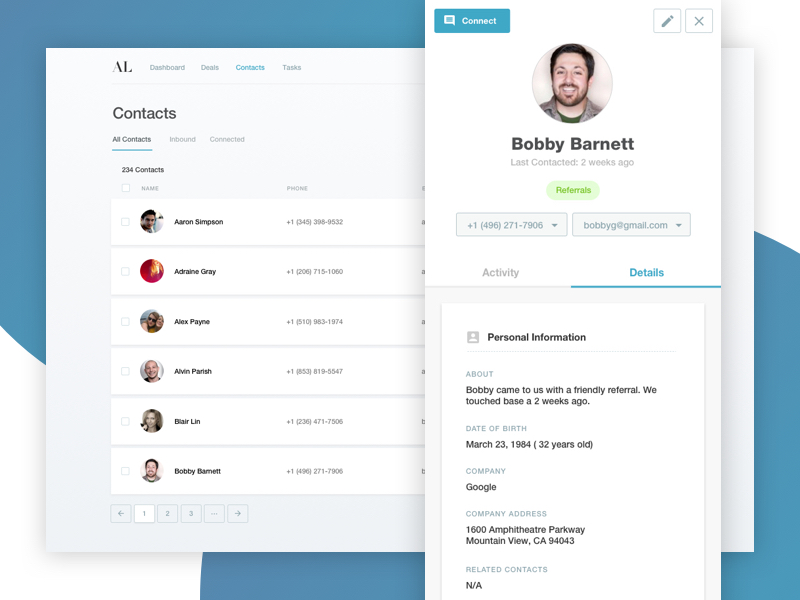 Simple CRM Concept by Andy Leverenz on Dribbble