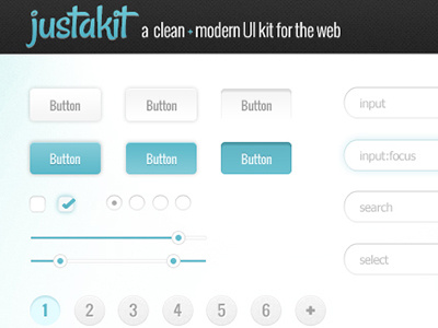 Justakit - a clean + modern UI kit for the web button element input pagination photoshop slider tick ui ux
