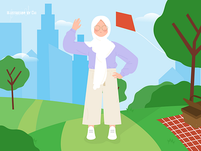 Urban Park cute design figma garden girl graphic design happy illustration indonesia islamic muslim muslimah park vector