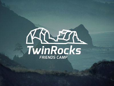Twinrocks coast geometric line logo oregon rock t shirt design twin rocks