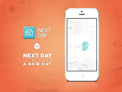 iOS_App_Nextday blue brief drop icon iphone milk orange screen simple splash ui white