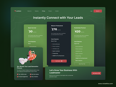 Pricing Page : Leadmaster about us business dark landing page homepage invoice landing page landing page ui lead generation leads marketing order pricing pricing module pricing page saas template ui kit usp web pricing website