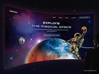 NanoX Landing Page 3d austronaut cosmos dark design galaxy illustration landing page mobile app mobile design motion graphics order popular space spaceship stars trend ui ux vr