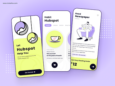 Hubspot - Healthy Lifestyle 3d cart clean dark dashboard exercise fitness healthy illustration invoice lifestyle logo minimal mobile app order shopping shopping app ui uidesign ux