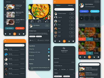 Cooking App - A social networking platform for chefs adobe illustrator adobe xd colorful concept cooking cooking class design figma illustration photoshop recipe book recipes sketch ui design