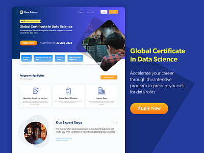 Online Course Learning Website adobe xd blue concept design layout machinelearning onlinecourse ui ui design website