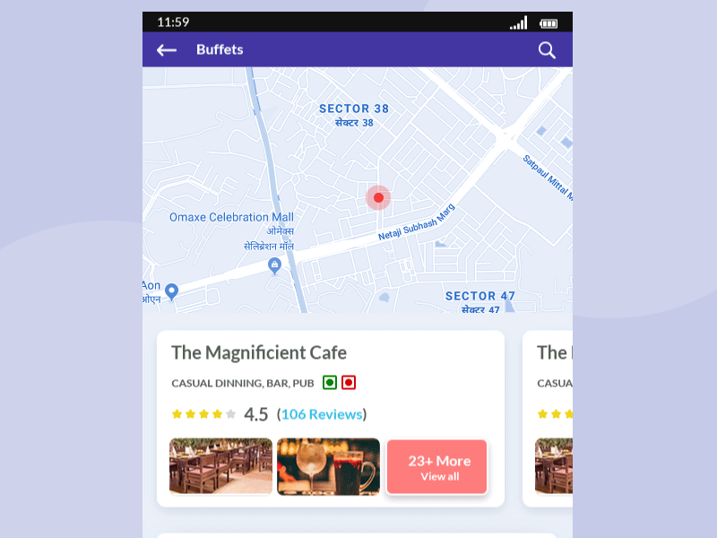 Deals Near your Location- Mobile App Design for Restaurant Deals cafe concept deals layout nearbuy restaurant app ui design