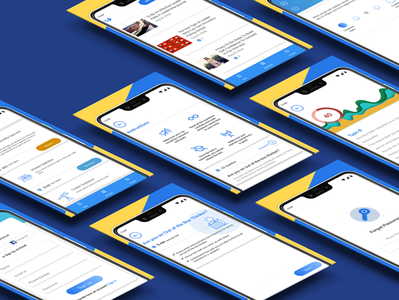 Online Test Application android app blue blue and white blue and yellow concept designs detail page illustration layout design report test ui ui app ui design
