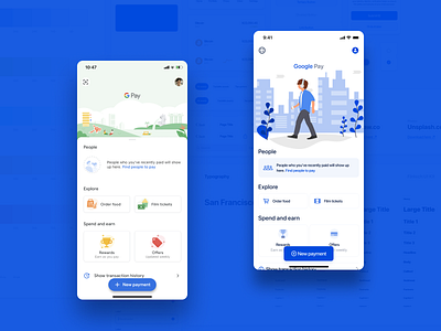 Google Pay redesign using Fintech UI Kit design system google pay payment redesign ui kit