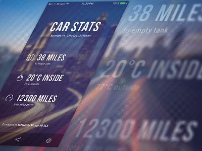 Car Stats UI Design bluetooth car city dashboard stats vehicle