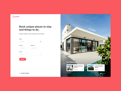 Airbnb Landing Page airbnb booking landing page landing page concept properties website