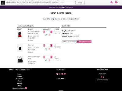 E-commerce shopping bag view e-commerce fashion shopping bag web design website